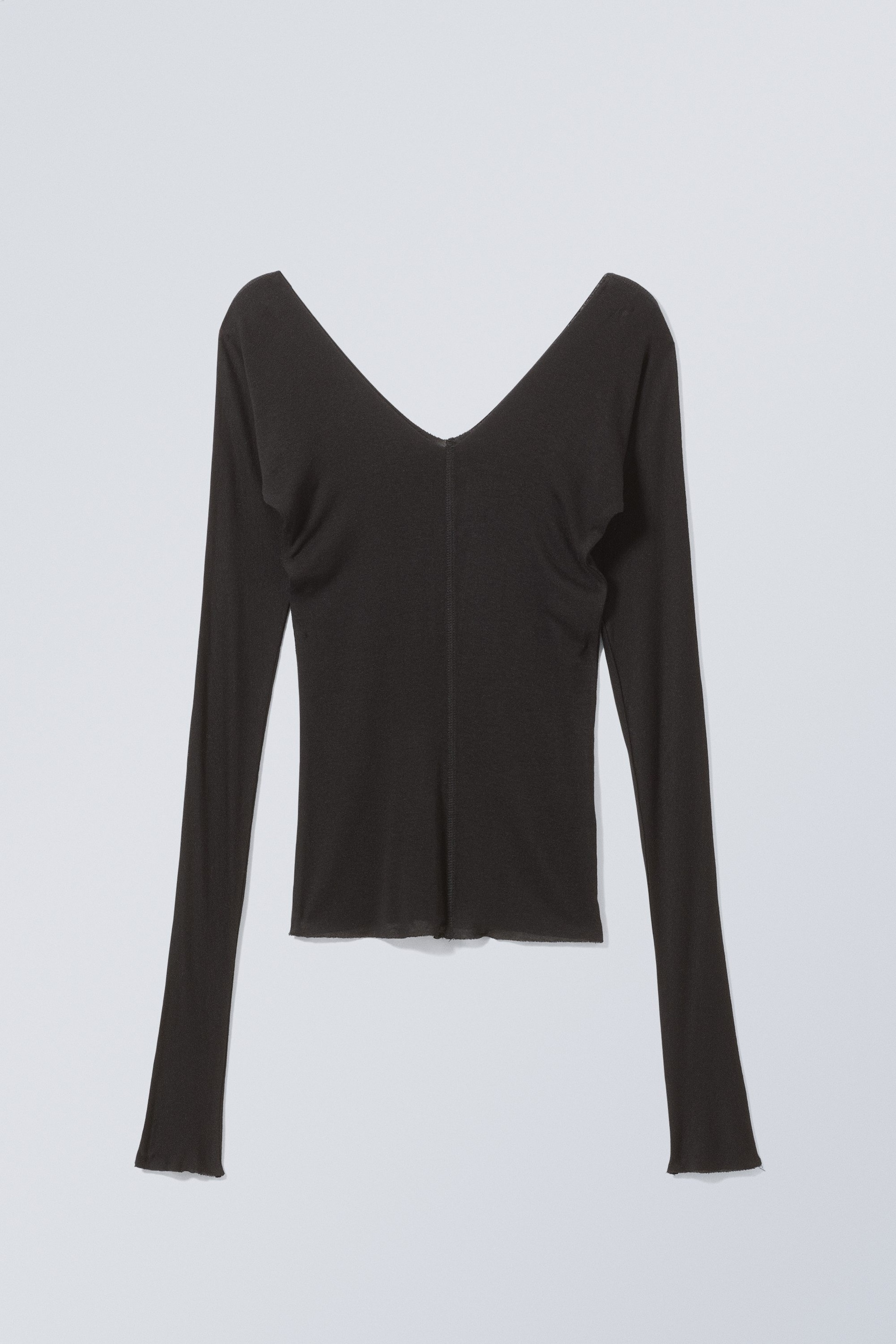 Black - Yen Sheer Longsleeve Top - 1