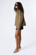 Taupe met wassing - Gewassen canvas jack met rits - 2