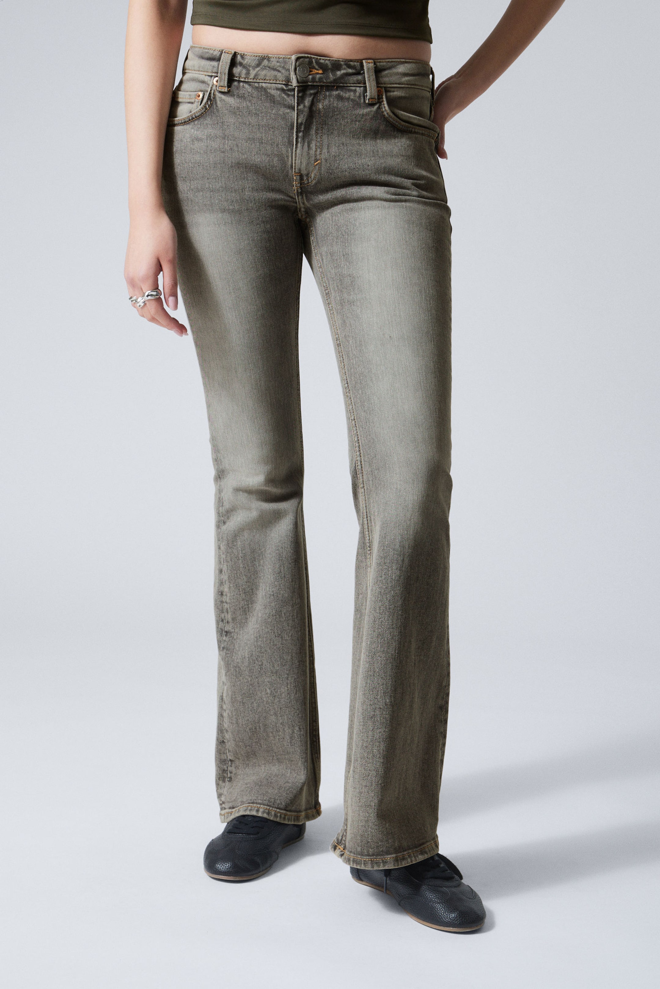 Canyon Grey - Medium Grey - Flame Low Rise Slim Flared Leg Jeans - 2