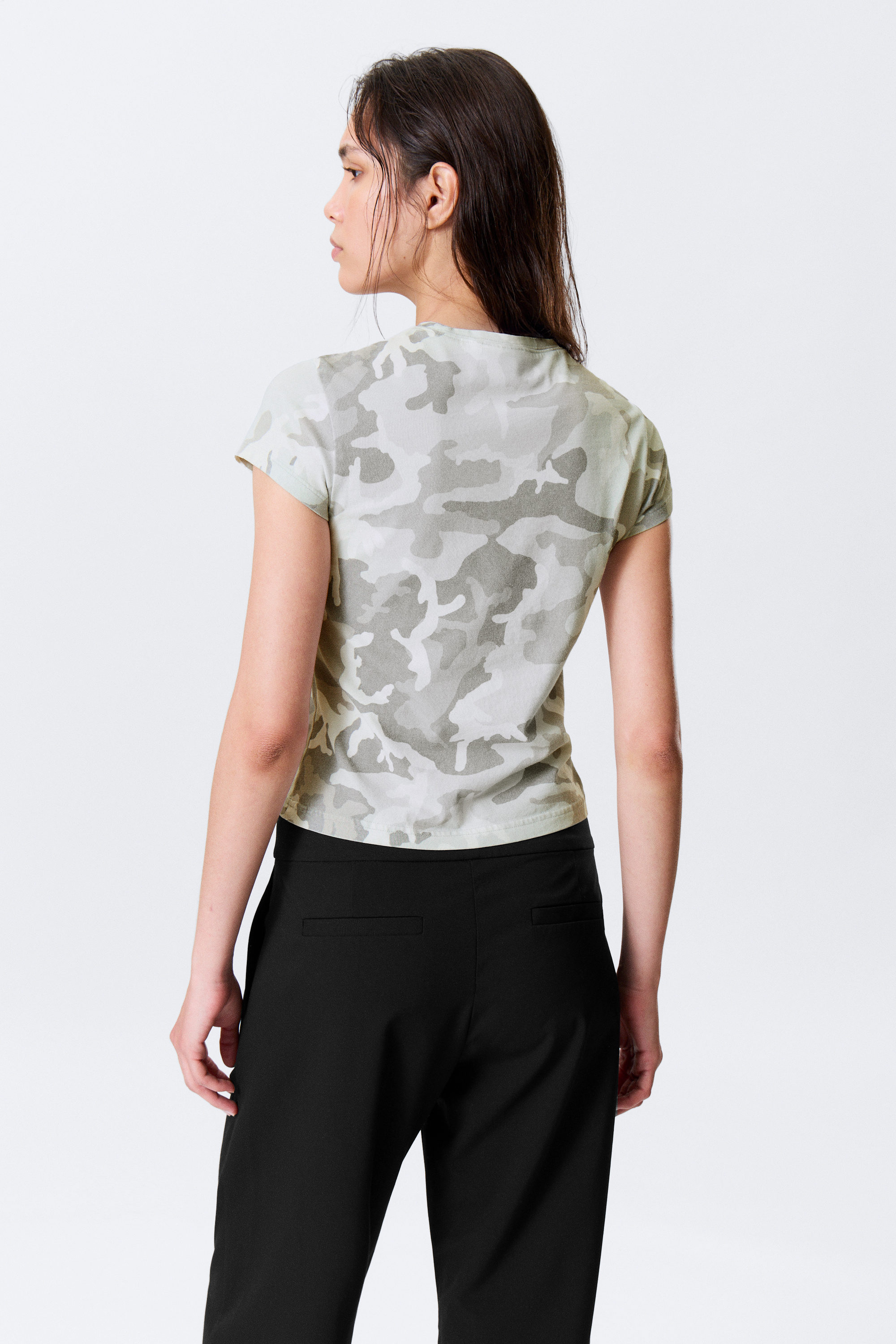 White - Camo - Boxy Printed Short-Sleeved T-shirt - 3