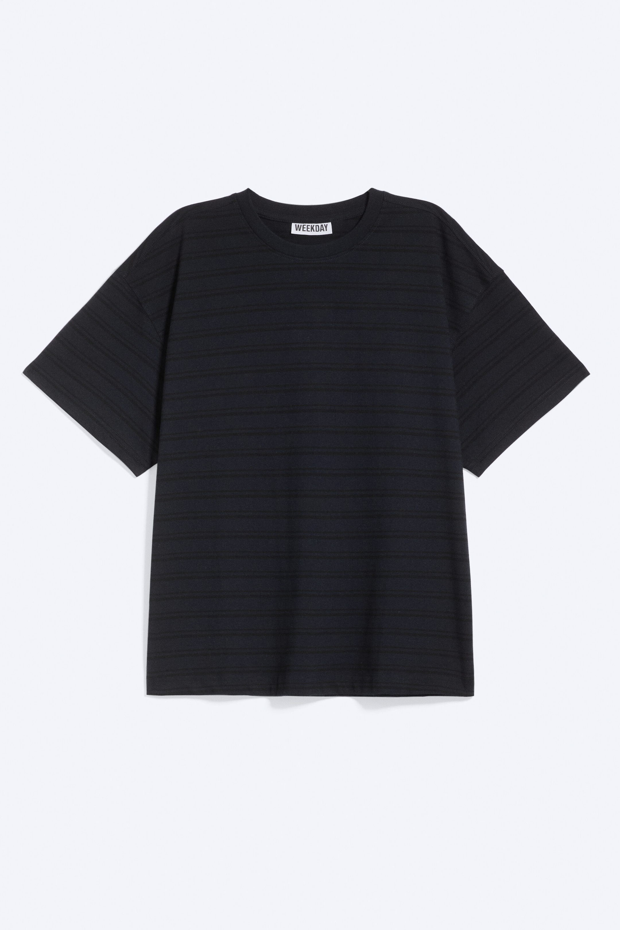 Striped Dark Blue - Relaxed Boxy Cotton T-shirt - 3