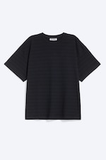 Striped Dark Blue - Relaxed Boxy Cotton T-shirt - 3