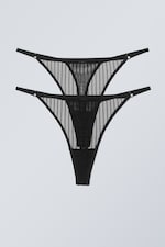 Black Stripe - 2-pack Zelda Lace Thong - 0