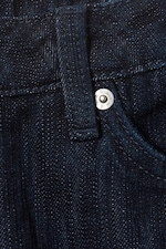 Slub Rinse - Dark Blue - Ample Mid Rise Loose Wide Leg Jeans - 6