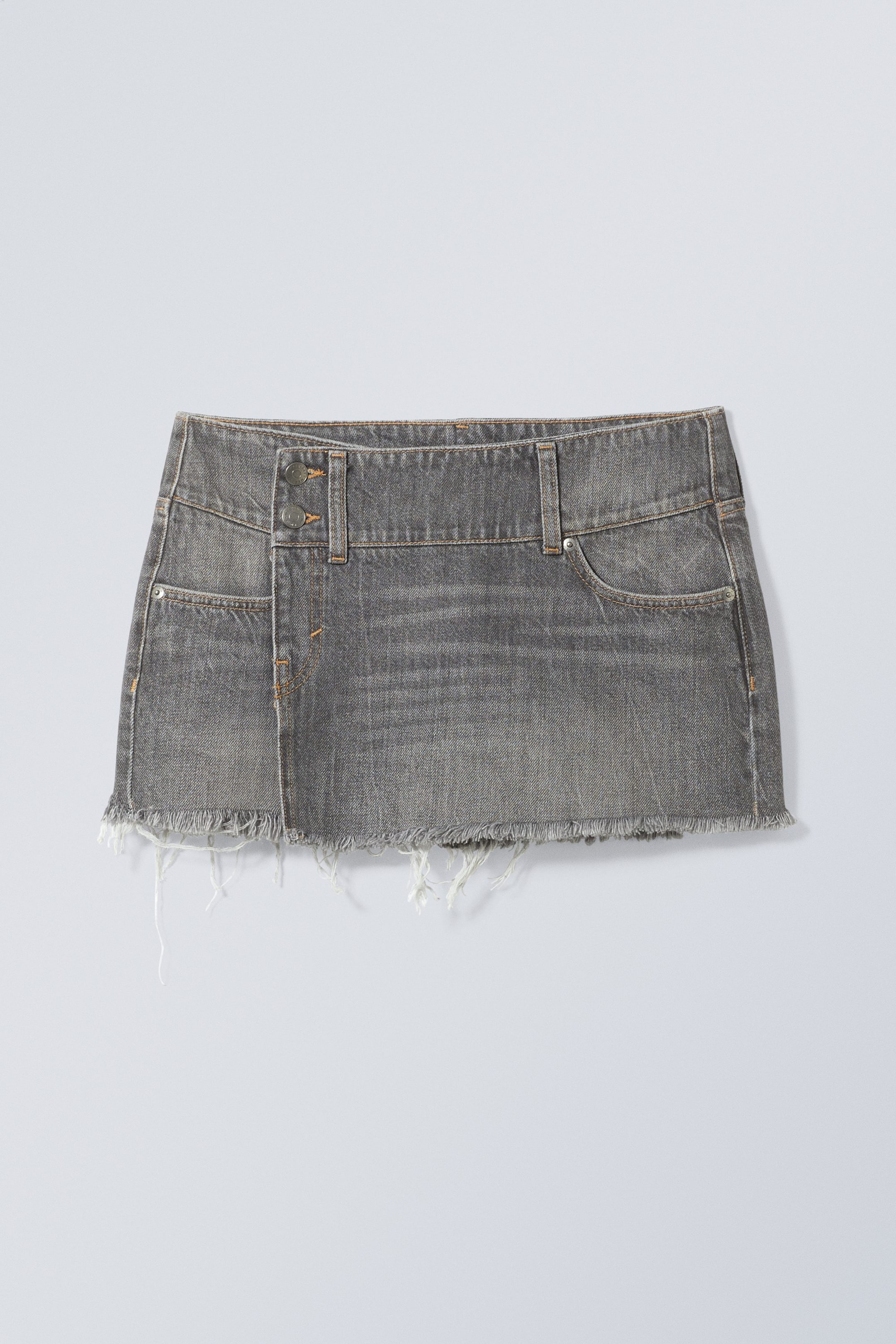 Washed Grey - Fox Mini Denim Skirt - 0