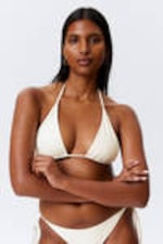 Light Beige - Structured Strappy Triangle Bikini Top - 0