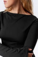 Schwarz - Langarmshirt mit U-Boot-Ausschnitt Annie - 2