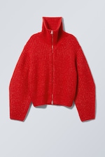 Rot - Strickjacke mit Reißverschluss Bea - 0