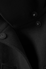 Noir - Manteau long en laine à col cheminée - 6