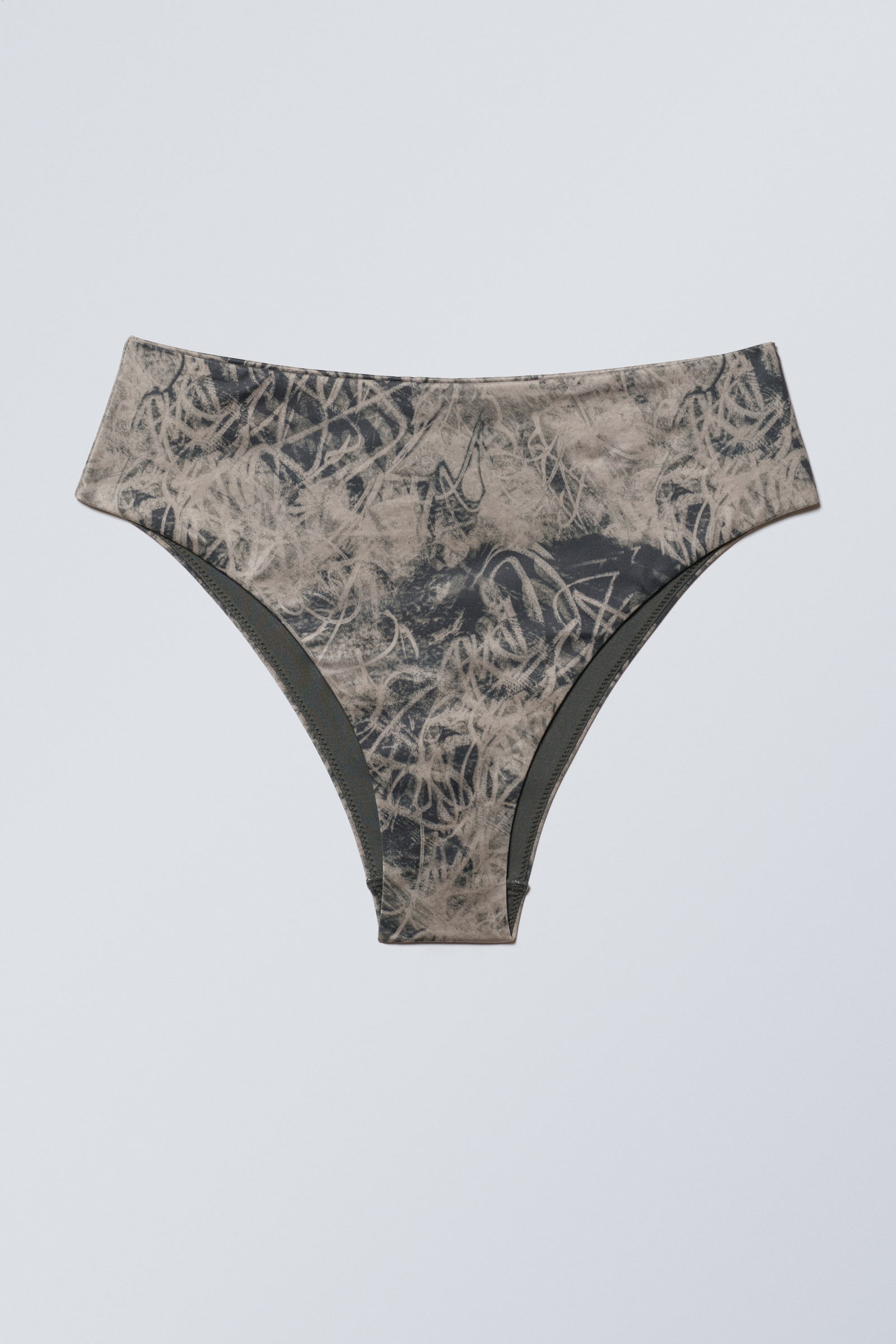 Dark Mole - Scribble - Printed High Rise Brazilian Bikini Bottoms - 3