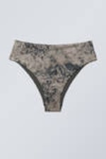 Dark Mole - Scribble - Printed High Rise Brazilian Bikini Bottoms - 3