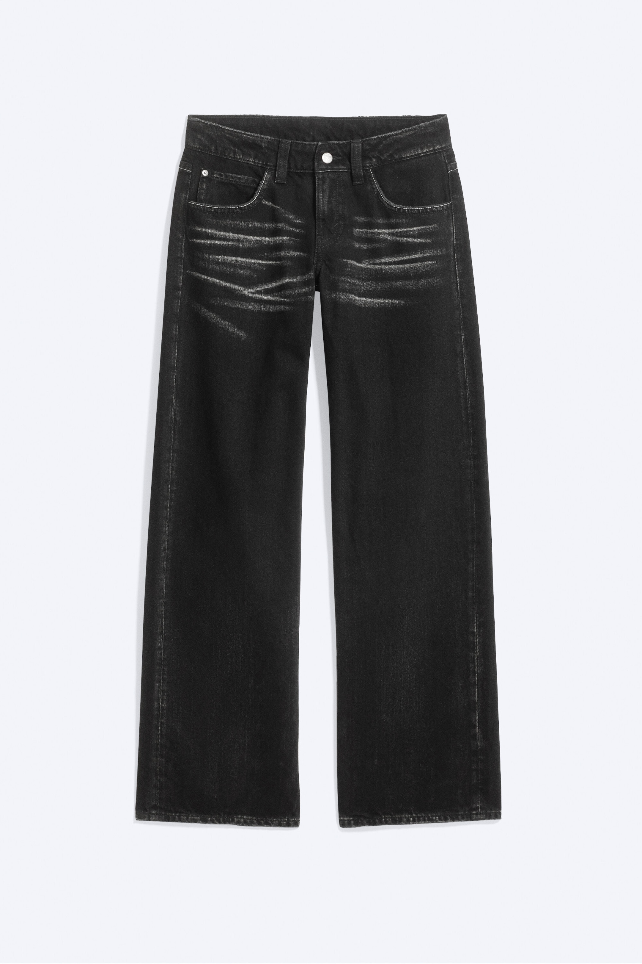 Whiskers Black - Black - Messy Low Rise Regular Straight Jeans - 5
