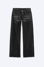 Whiskers Black - Black - Messy Low Rise Regular Straight Jeans - 5