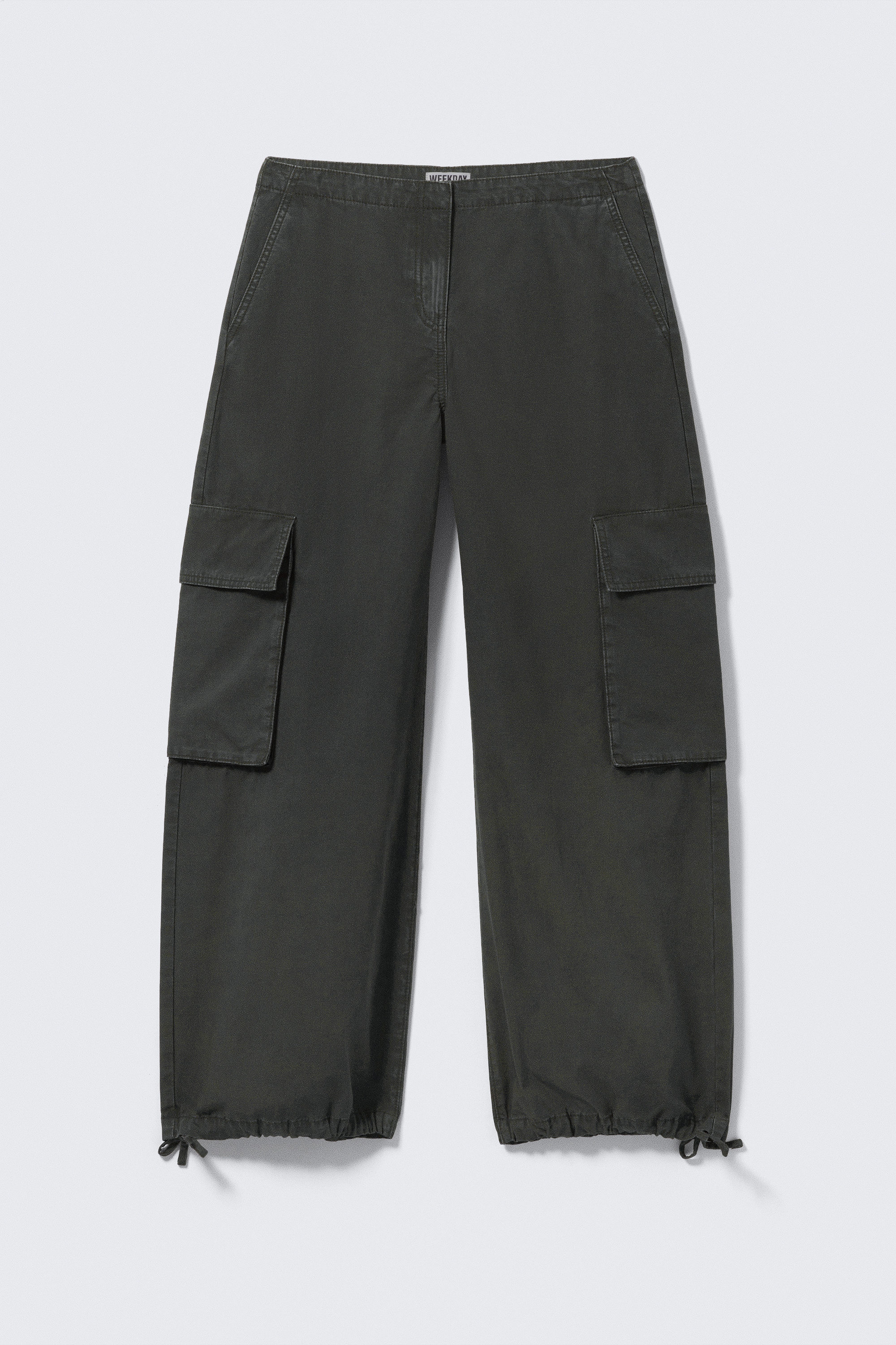 Dark Grey - Low Rise Wide Leg Cargo Trousers - 4