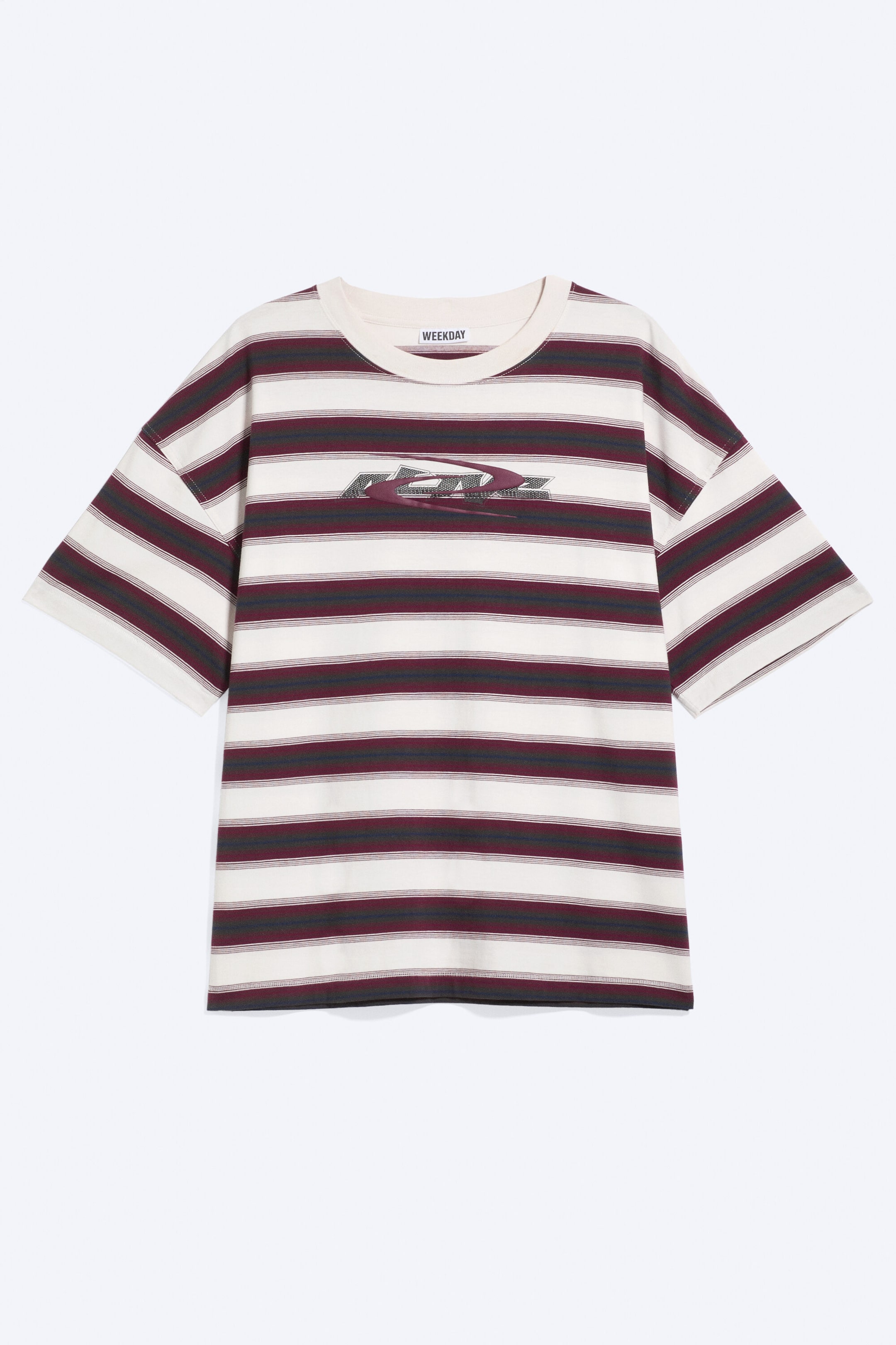 Striped White/Red - Oversized Boxy Graphic T-Shirt - 3