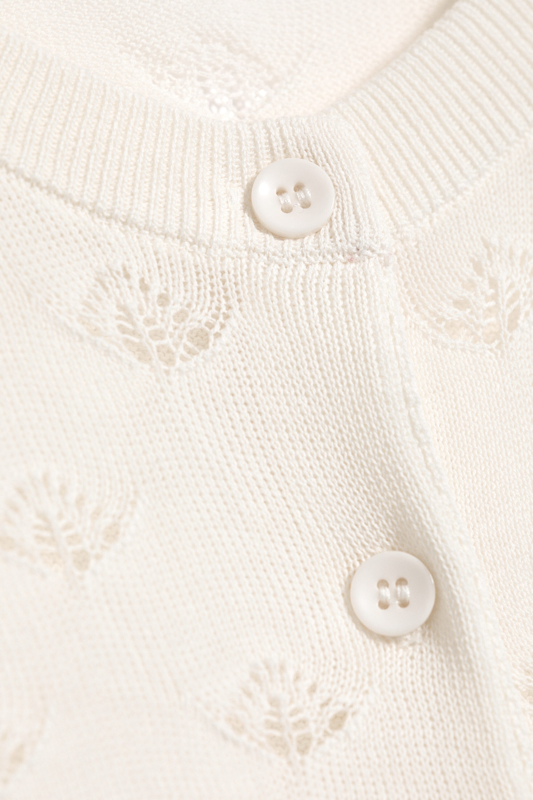 White - Knitted pointelle cardigan - 4