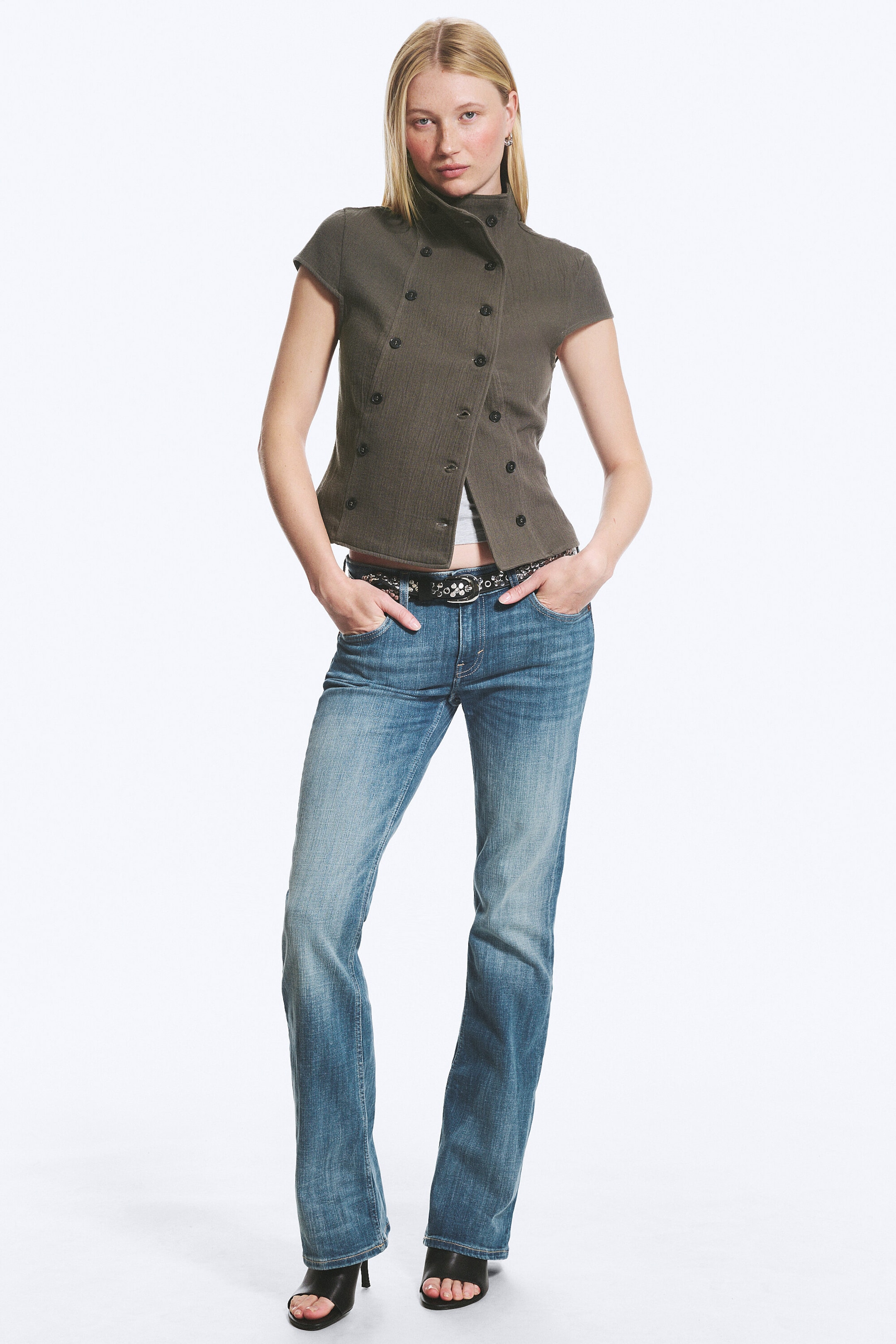 Dark Mole - Double Breasted Cotton Top - 2