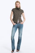 Dark Mole - Double Breasted Cotton Top - 1