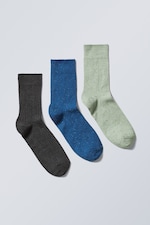 dk grey blue sage - 3-pack Selma Neps Socks - 0