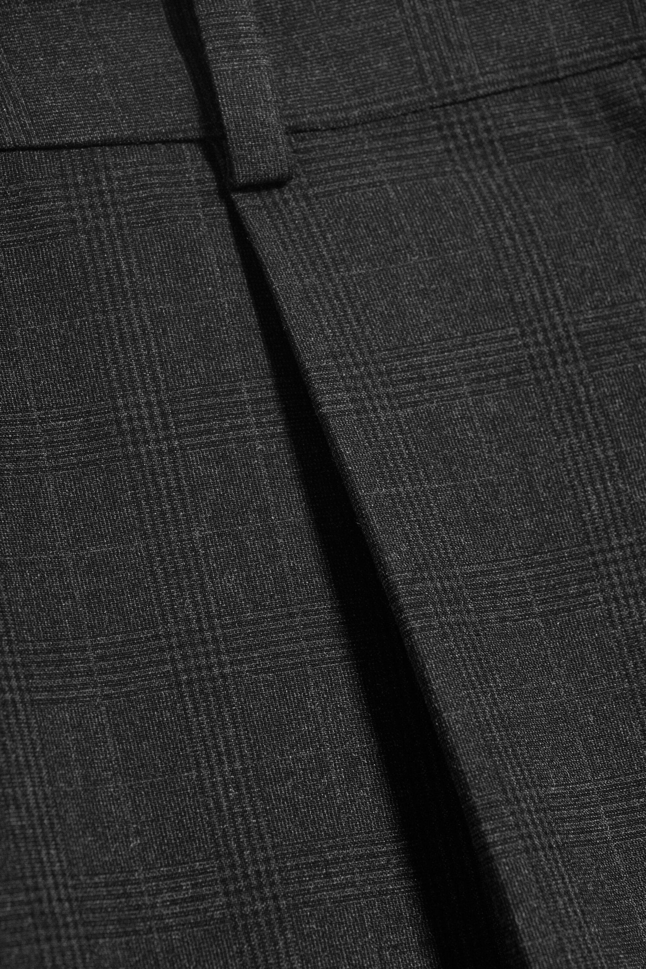 Checked Dark Grey - Low Waist Wide Suiting Trousers - 5