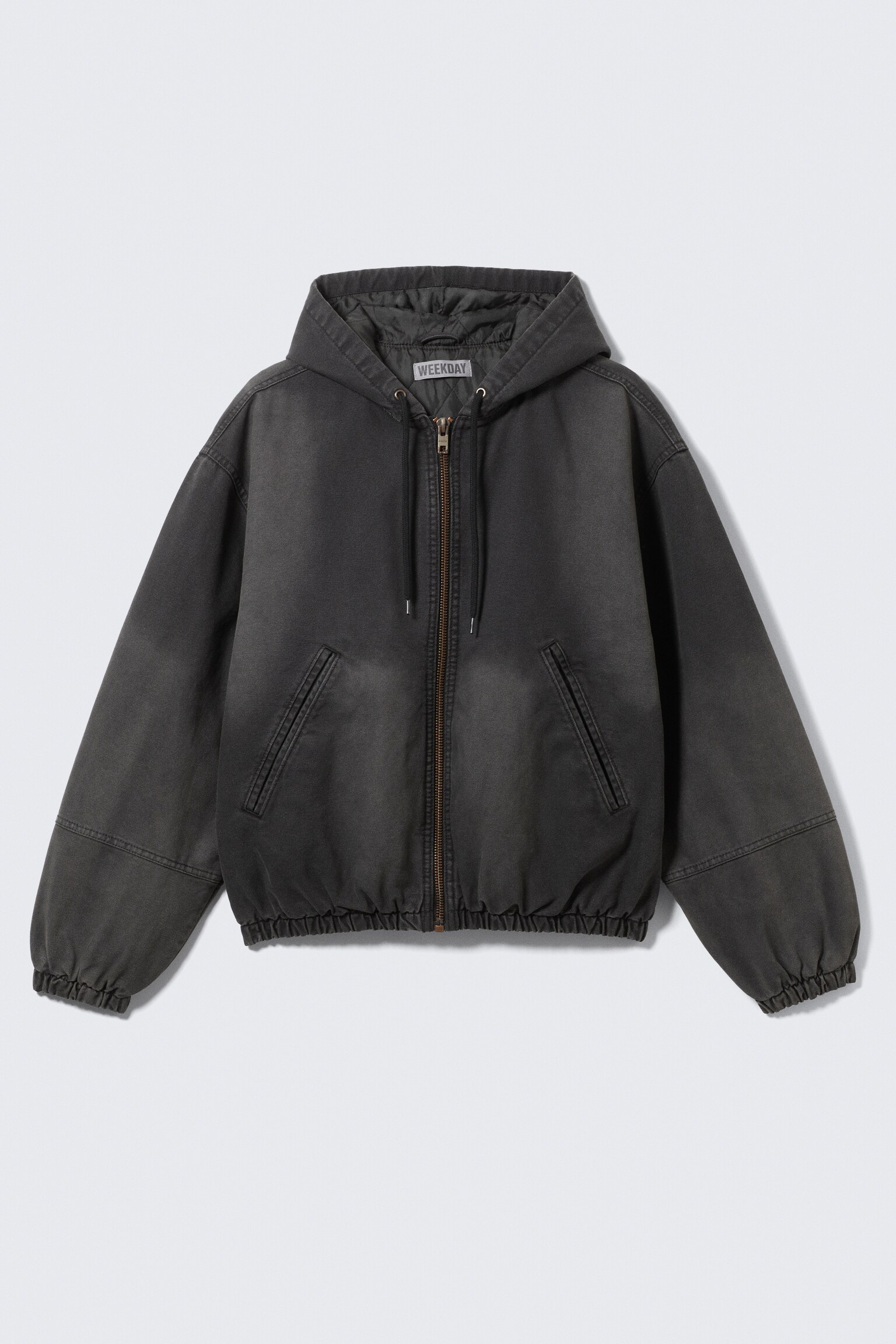 Giacca bomber con cappuccio - Nero lavato/Blu navy lavato