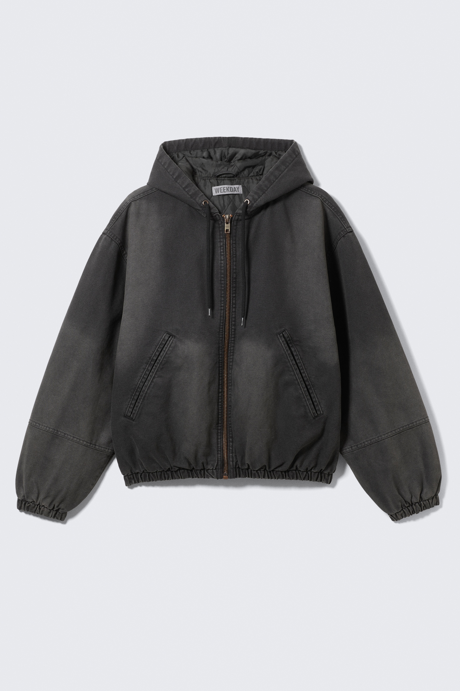 Relaxed Hooded Bomber Jacket - Washed Black/Washed Navy Blue - 2