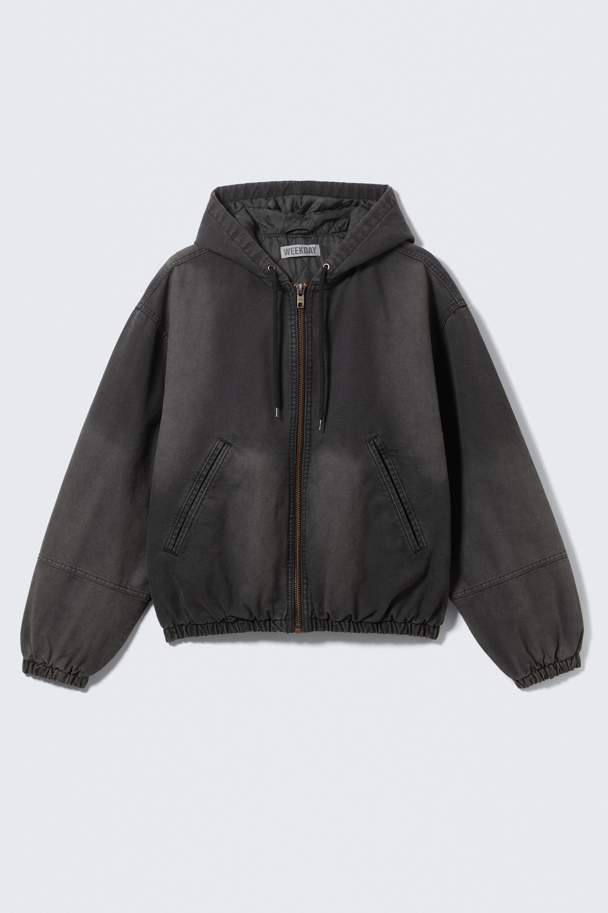 Washed Black - Relaxed Hooded Bomber Jacket - 5