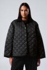 Schwarz - Gesteppte Oversize-Innenjacke - 1