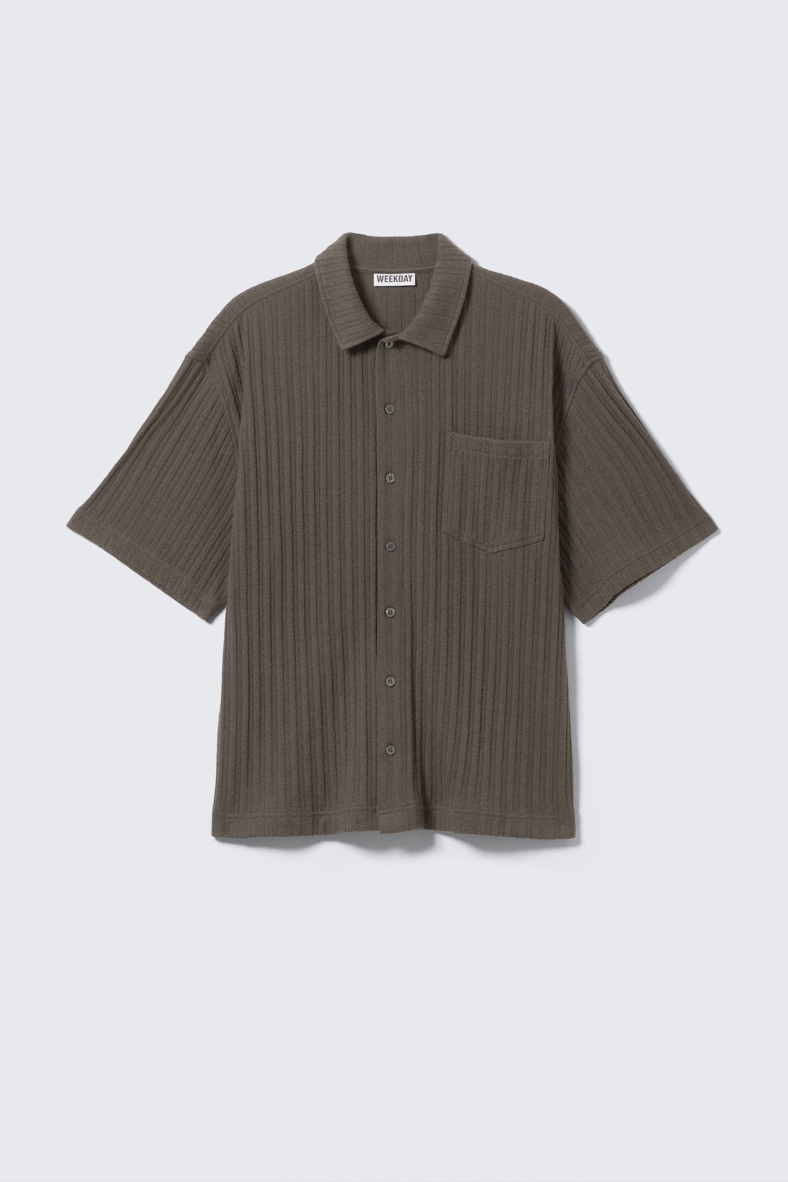 Knitted Short-Sleeved Button-Up Shirt - Dark Mole/Dusty Mole/Black/Black/Dusty White/Světle khaki zelená/Světlá šedá/Černá