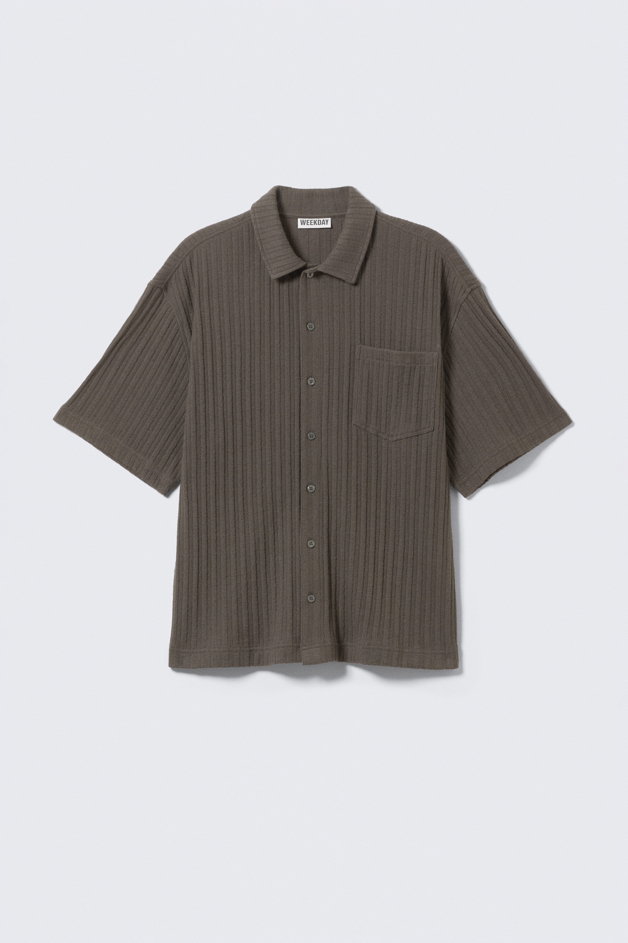 Taupe foncé - Chemise boutonnée en maille manches courtes - 1