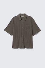 Taupe foncé - Chemise boutonnée en maille manches courtes - 0
