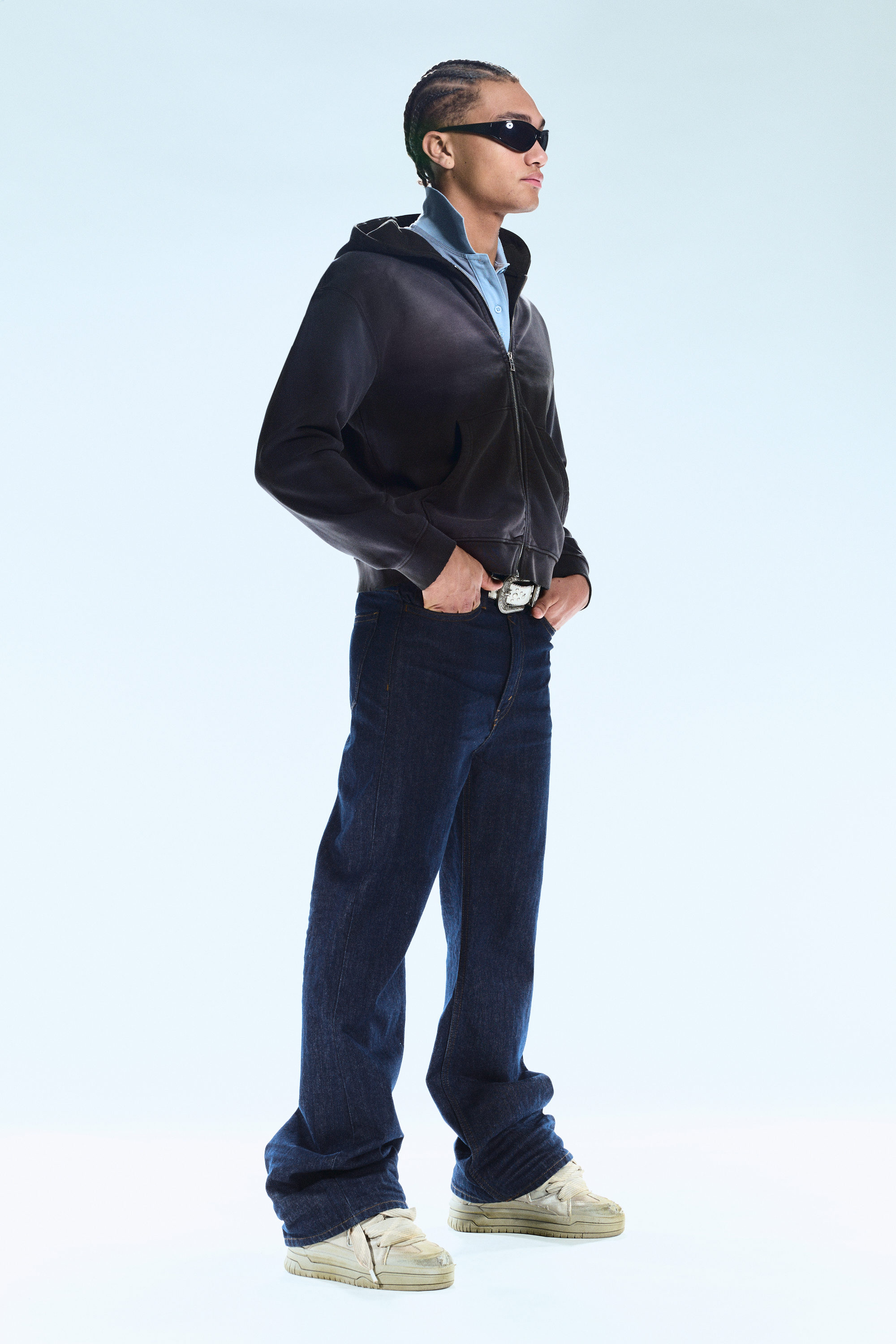 Blue Rinse - Dark Blue - Boo Bootleg Low Waist Regular Bootcut Jeans - 2