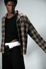 Checked Dark Brown - Relaxed Flannel Pyjama Shirt - 0