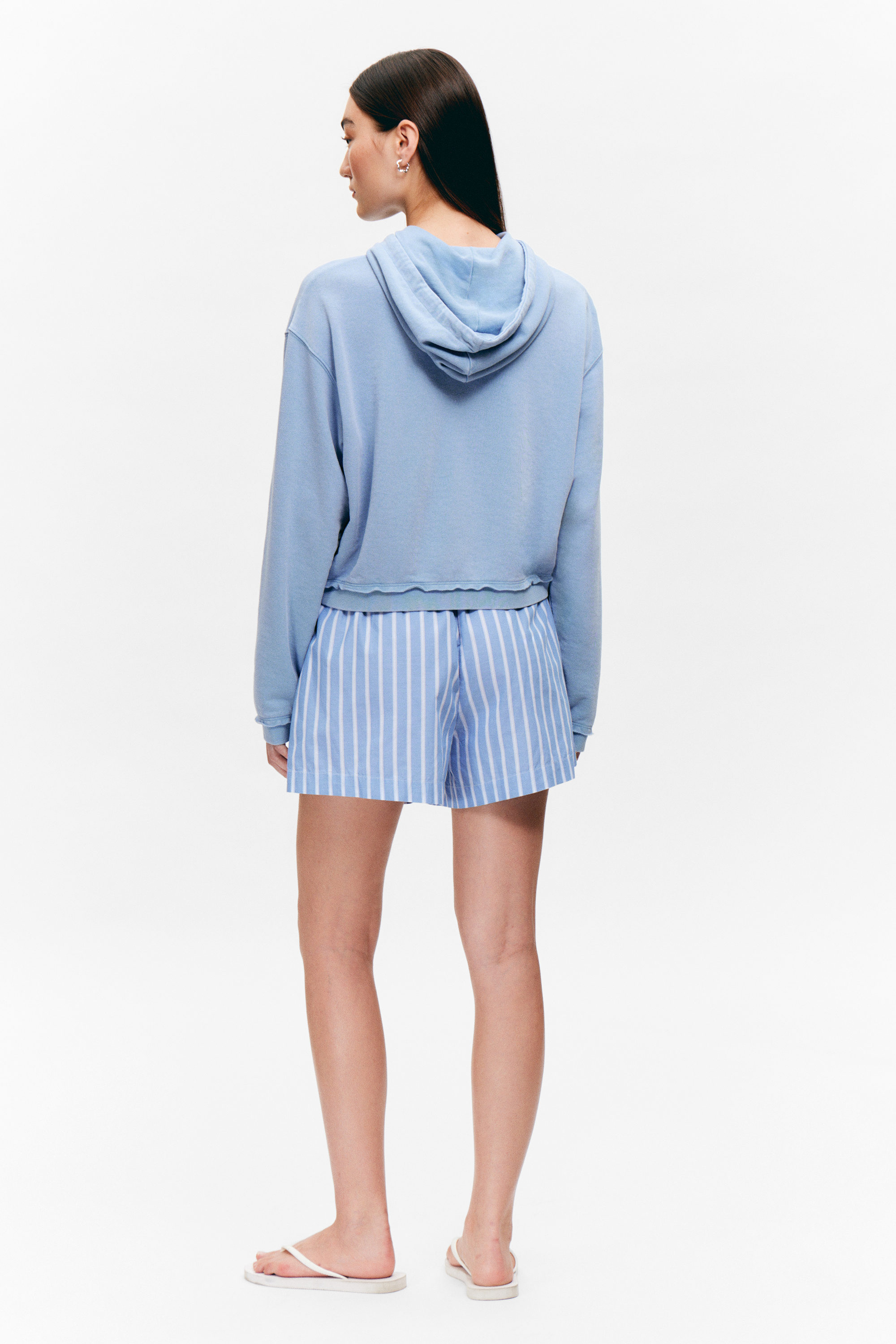 Poederblauw - Korte badstof pyjamahoodie - 5