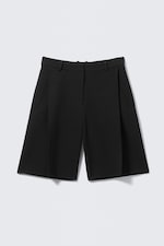 Black - Low Rise Linen-Blend Suiting Shorts - 5