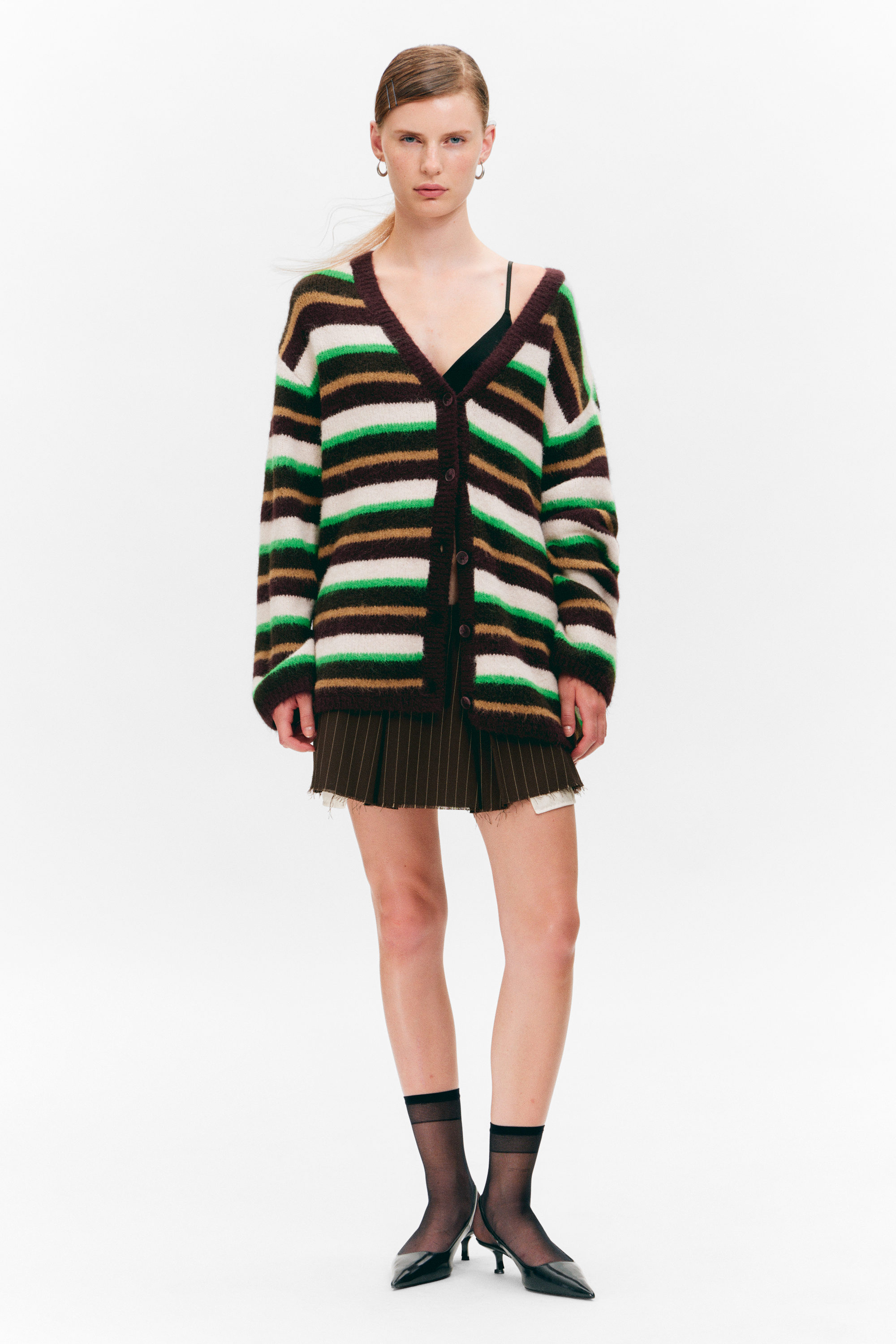 売れ筋商品|||イチ ニット&セーター レディース アウター IHNOVO - Cardigan - green Women Long Sleeve Knitted Short Cardigan V-Neck Button Down