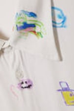 Dusty White - Playful Print - Graphic Oversized Short Sleeve Shirt - 1