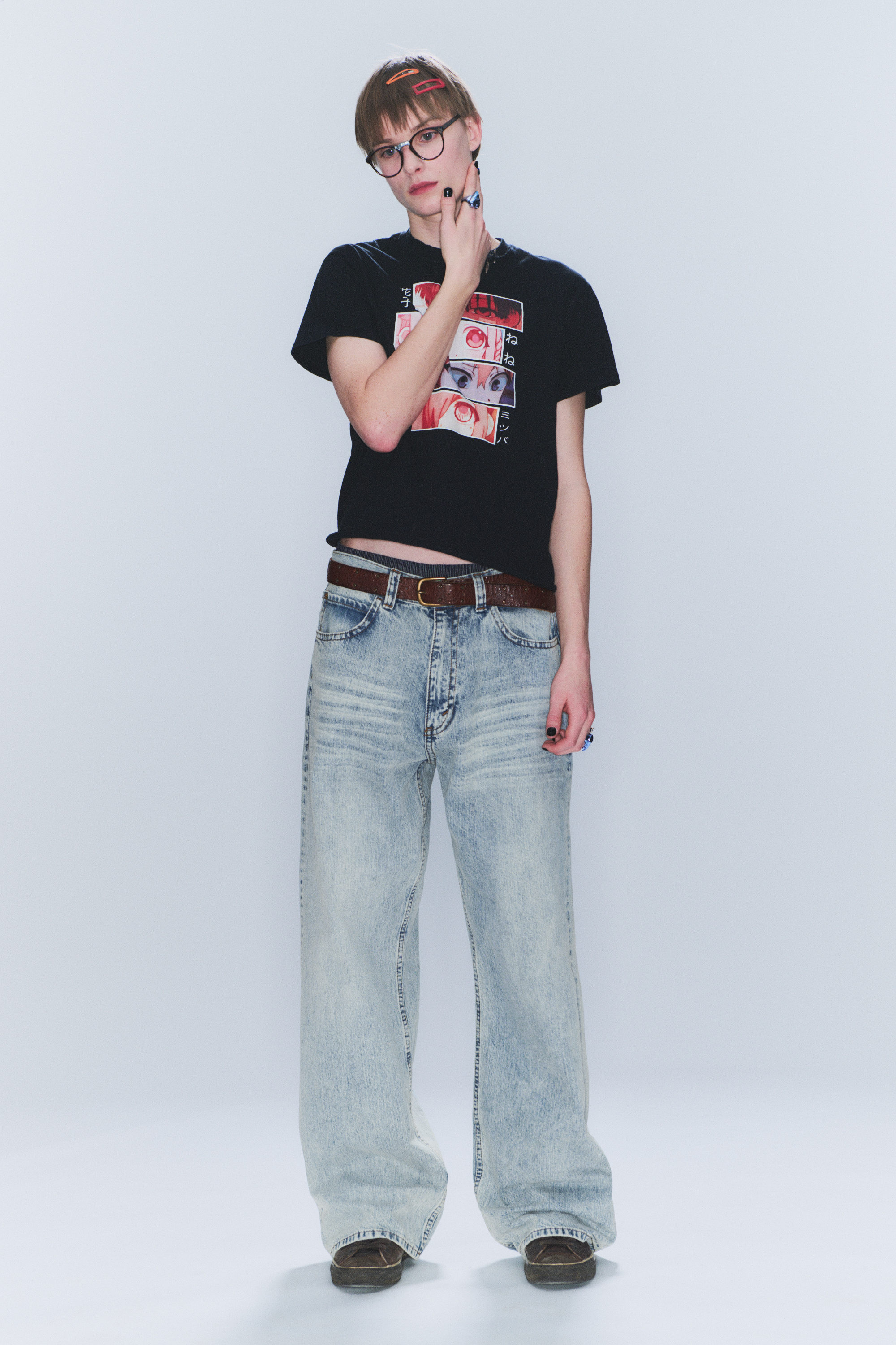 Light Blue - Looser Regular Waist Loose Straight Jeans - 1