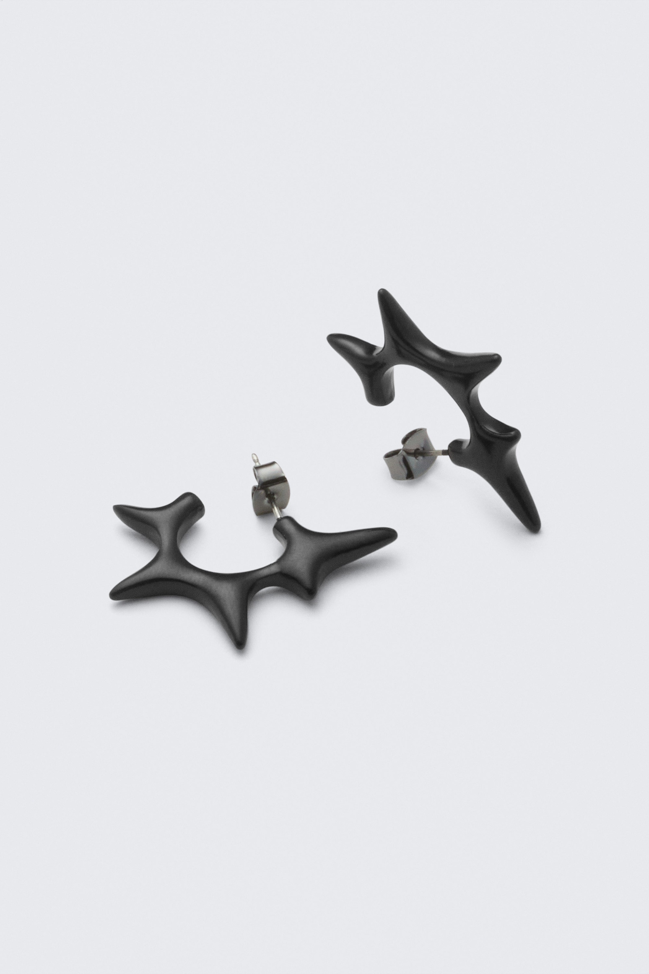 Svart - Taggiga Hoop-örhängen - 2