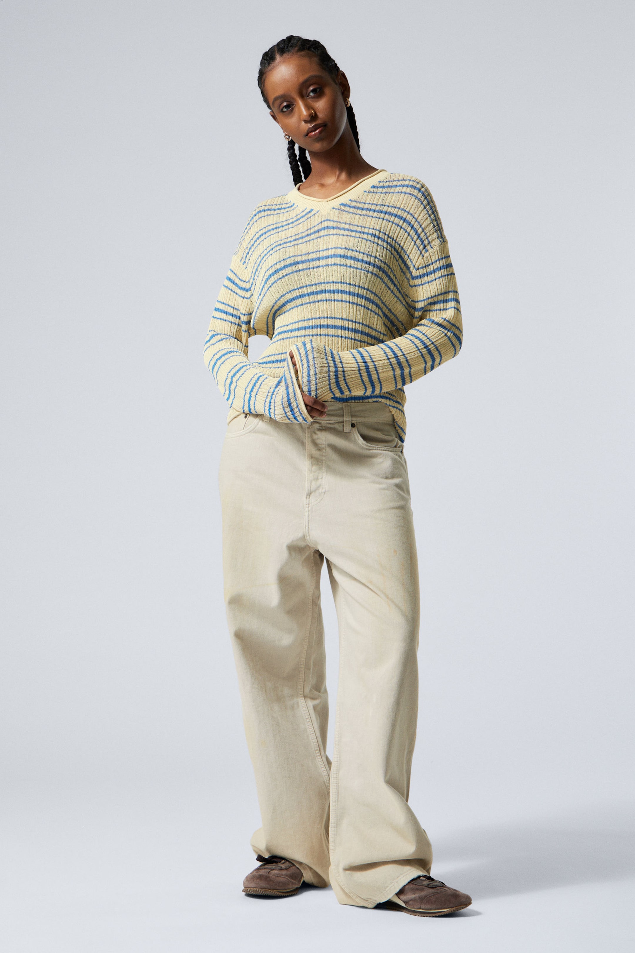 Dirty Beige - Light Beige - Astro Loose Baggy Leg Jeans - 3
