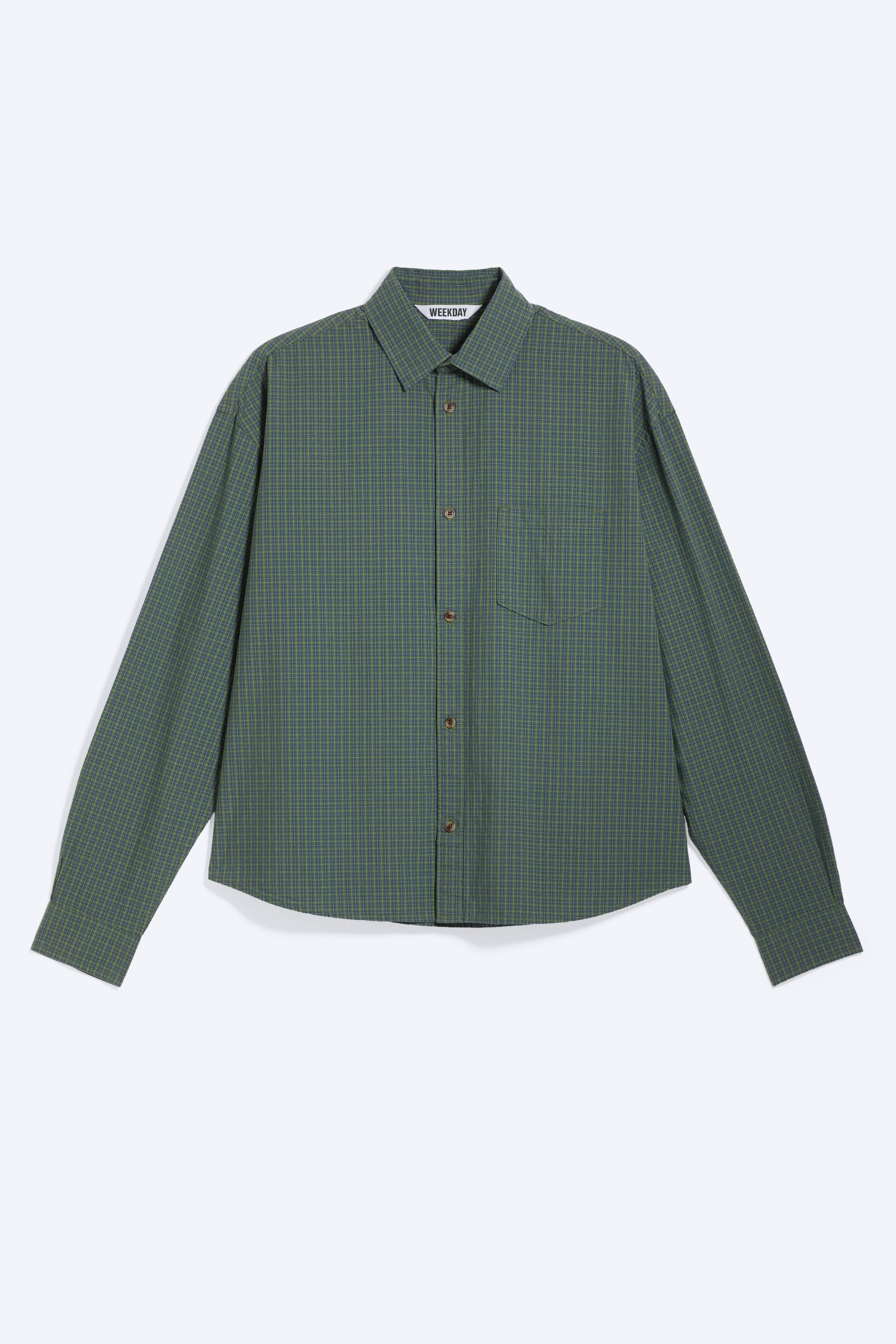 Kastiges Longsleeve-Hemd aus Baumwollpopeline - Grün kariert/Schwarz/Braun kariert/Staubiges Hellbeige kariert/Blau kariert/Beigefarbenes Karomuster