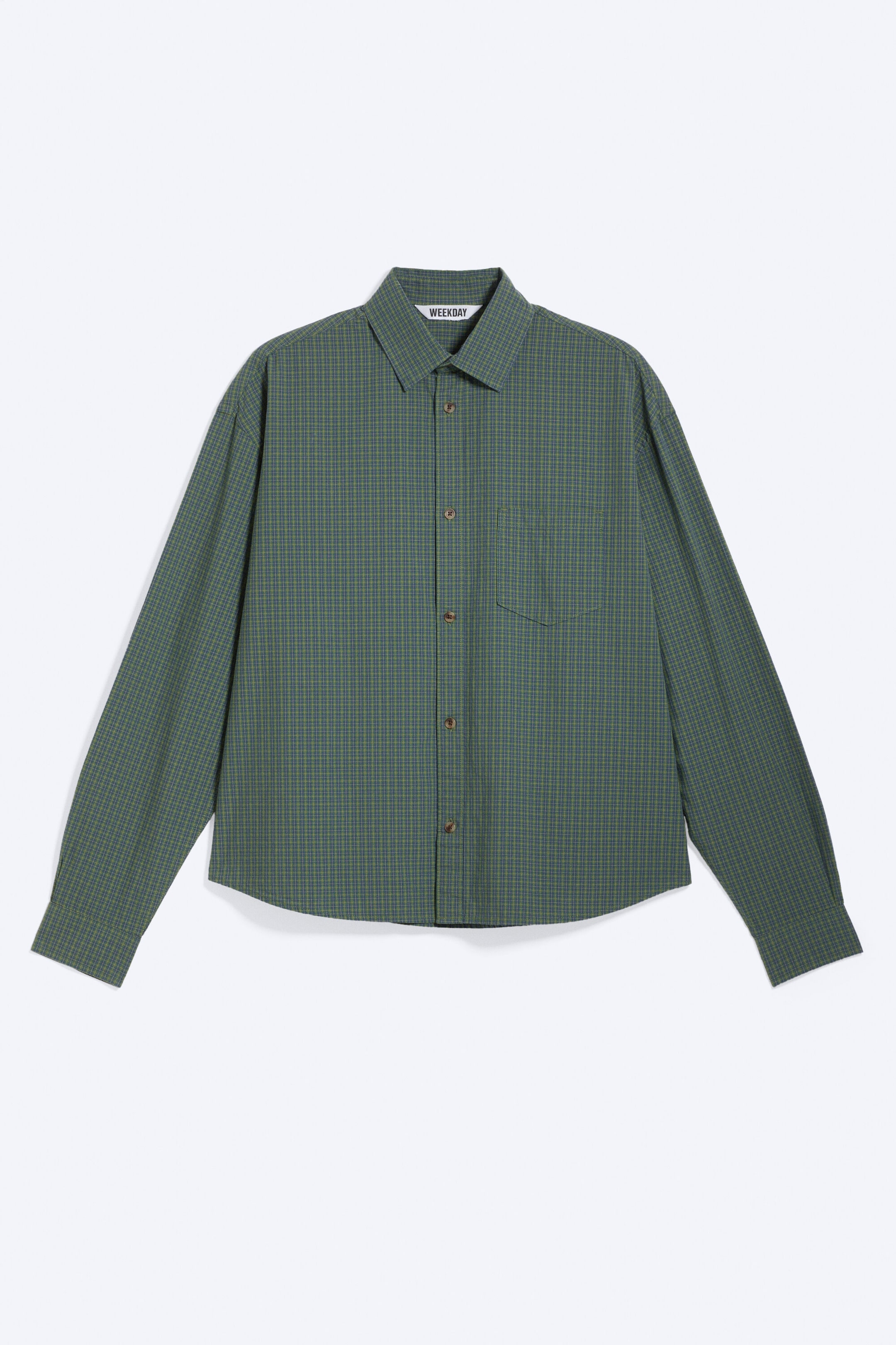 Grün kariert - Kastiges Longsleeve-Hemd aus Baumwollpopeline - 3
