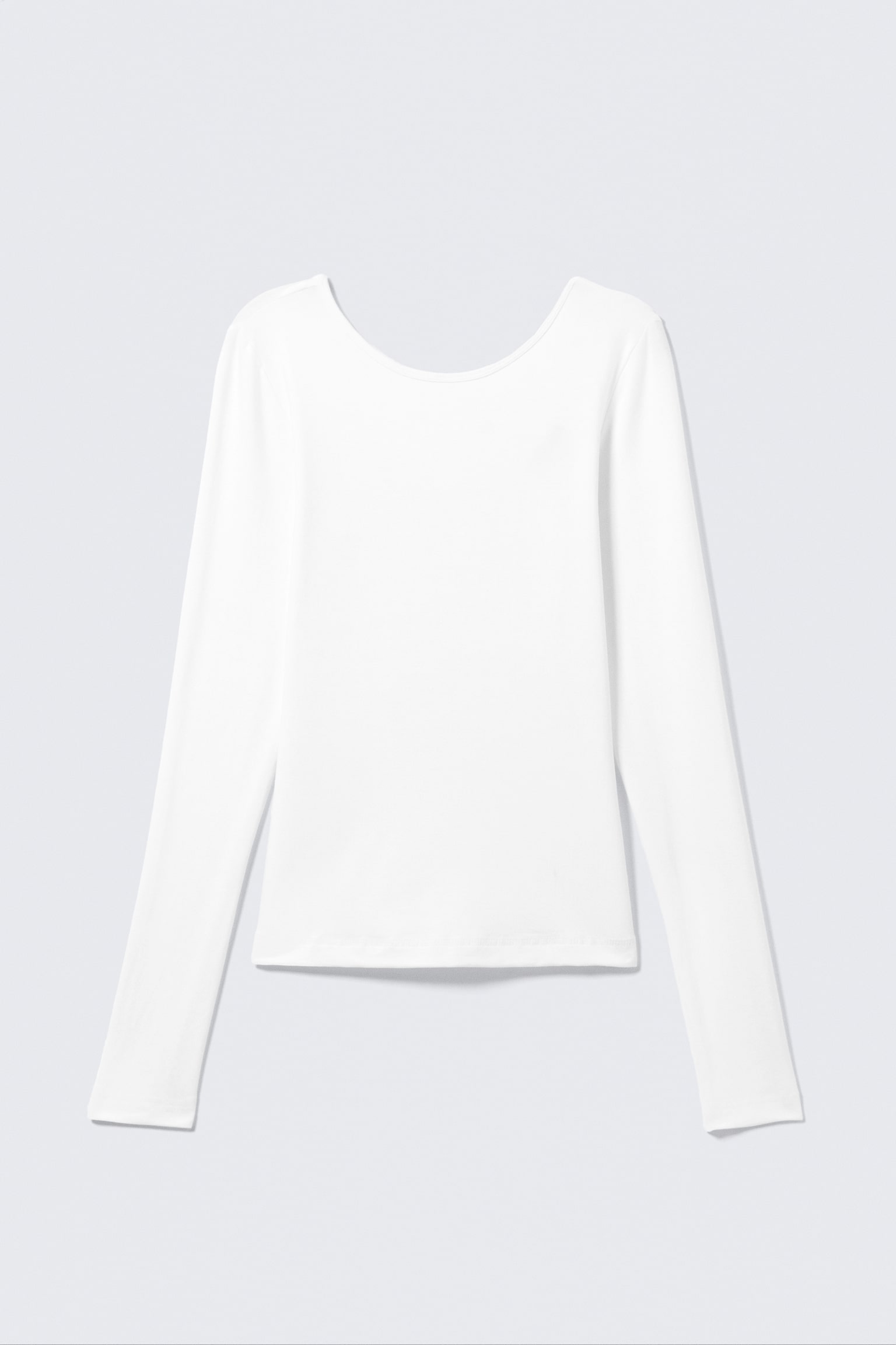 Deep Back Long-Sleeved Top - White/Black/Grey - 2