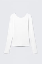 Vit - Långärmad topp med djup rygg - 4