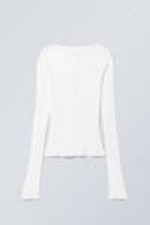White - Turn Mock Neck Long Sleeve Top - 0