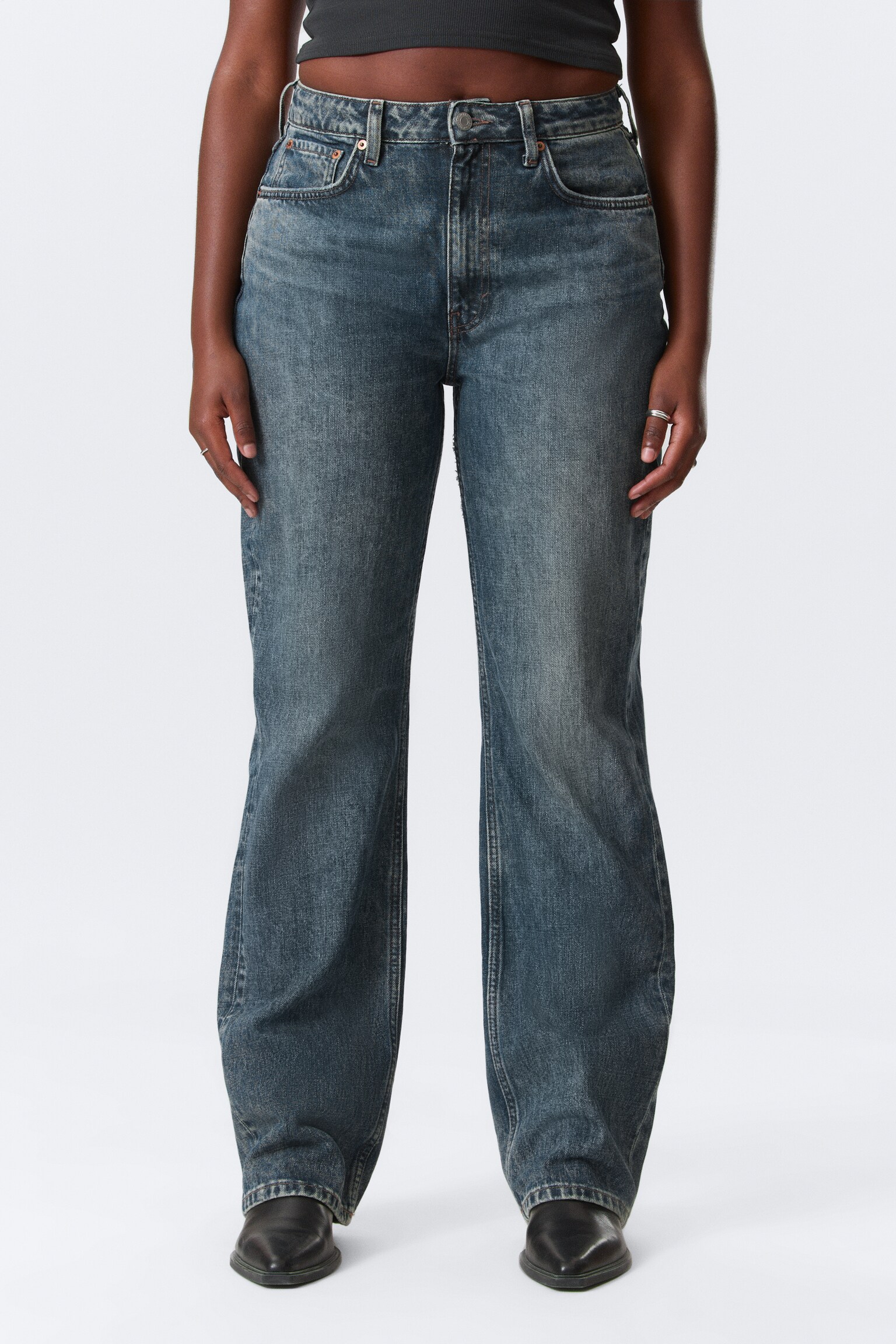 Resolute Curve High Waisted Regular Straight Jeans - Second Blue - Mittelblau/Blue Rinse - Dunkelblau/Tuned Black - Schwarz - 3