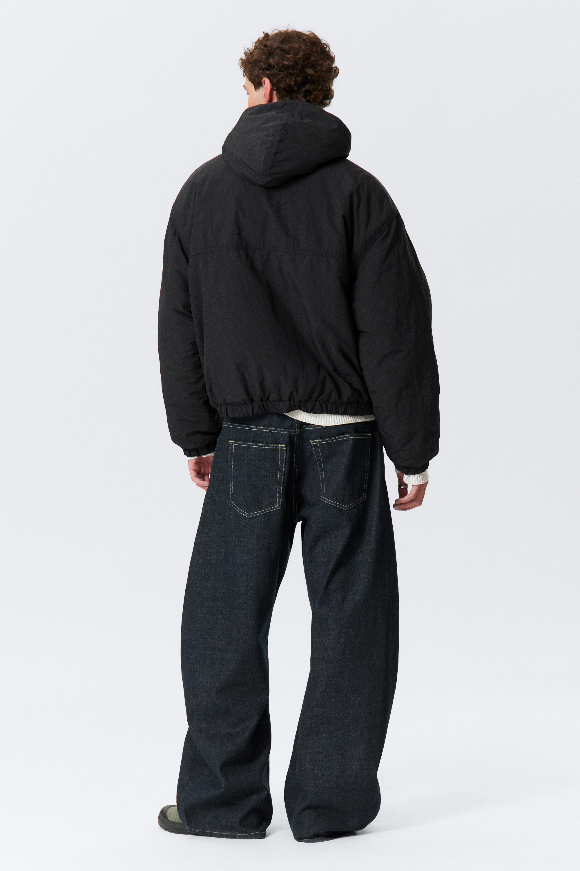 Black - Relaxed Nylon Bomber Jacker - 3