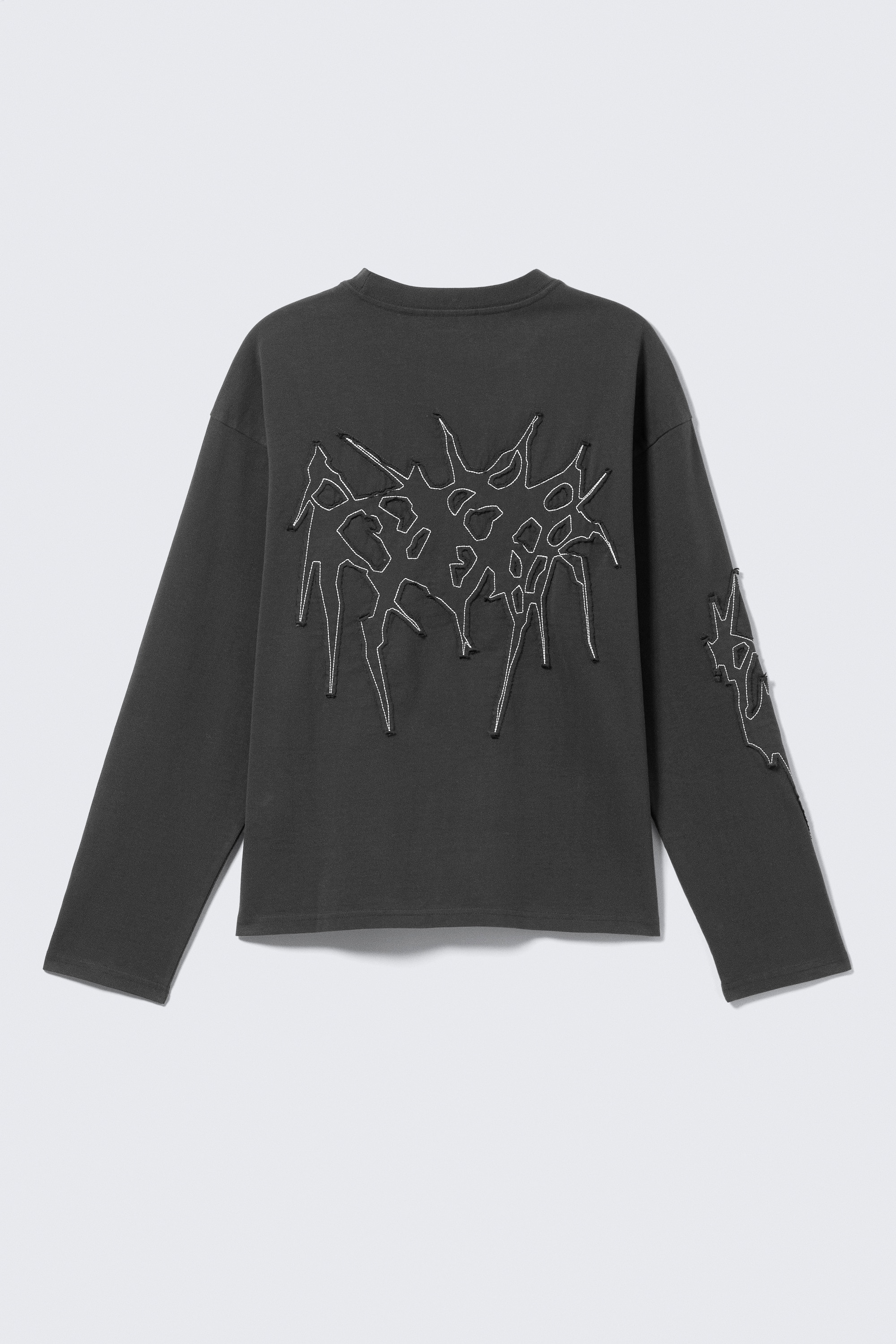 Camisola de mangas compridas quadrada com gráfico - Cinza Escuro - Tristar/Branco - Anjo Esqueleto/Branco - Angry Panthers/Preto - Pesadelo da Meia-Noite/Branco - Airways/Dark Grey - Big Mess