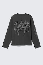 Dark Grey - Tristar - Great Boxy Graphic Long Sleeve T-shirt - 1