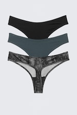 Black/Blue/Crinkle Grey - 3-pack Soul Micro Thongs - 1